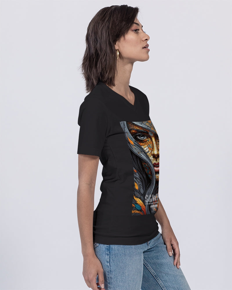 Beautiful Mosaic White Sister Unisex Jersey V-Neck Tee | Bella + Canvas