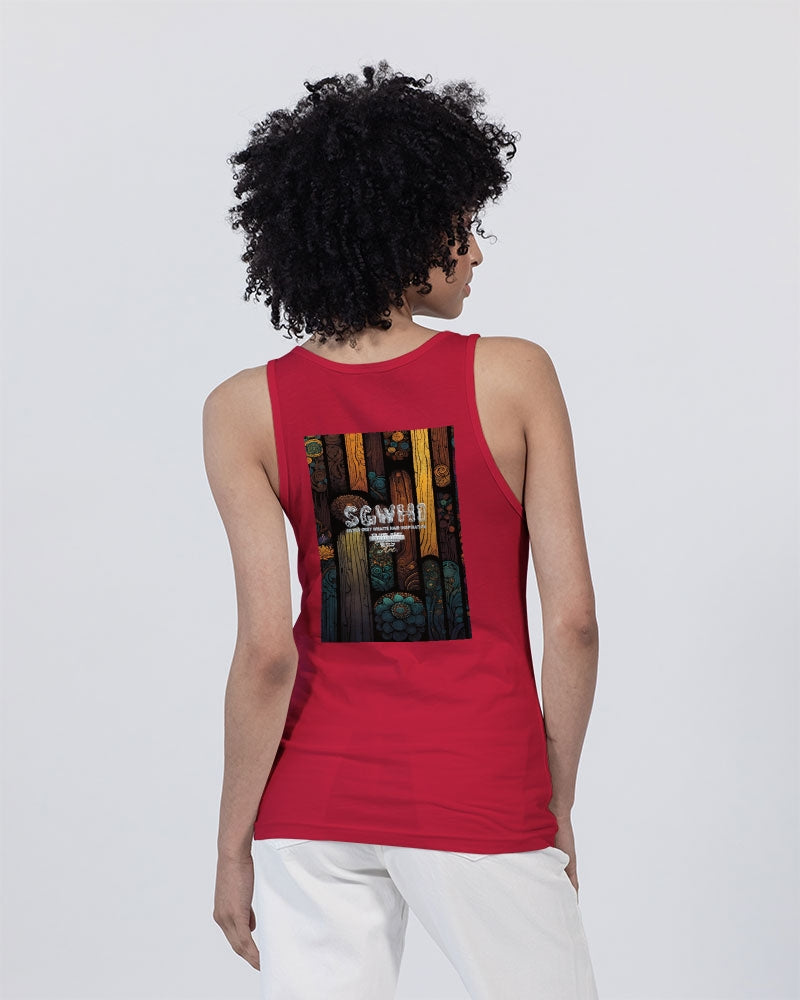 South Asian silver grey white hair sisters portrait Unisex Jersey Tank | Bella + Canvas