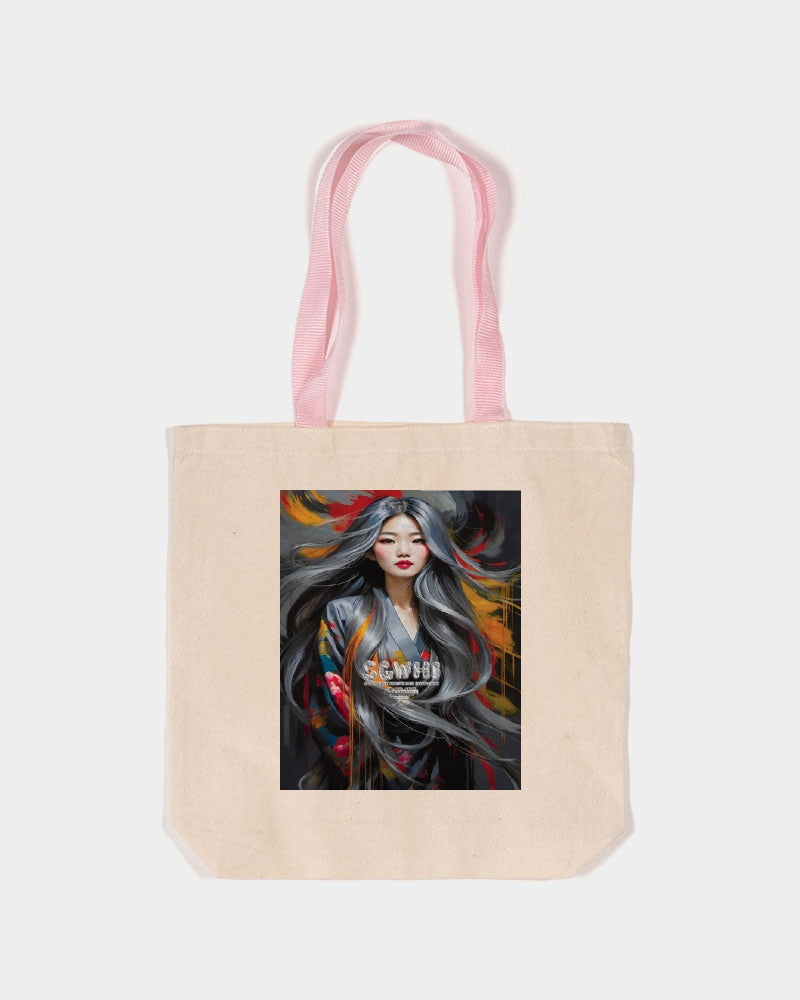 This is part three of a three part collection Canvas Tote with Contrast-Color Handles | Q-Tees