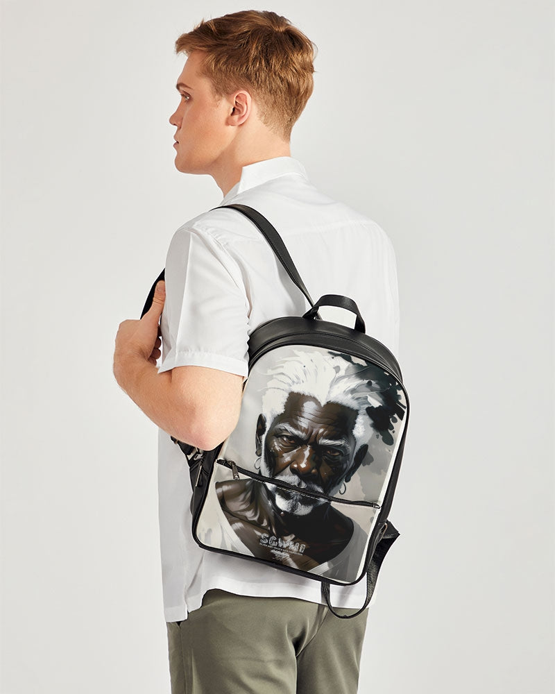 Black silver grey brother Classic Faux Leather Backpack