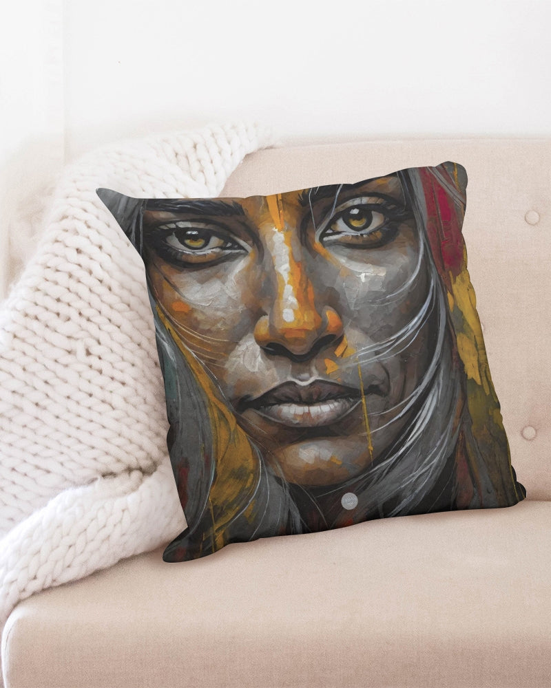 South Asian silver grey white hair sisters portrait Throw Pillow Case 20"x20"