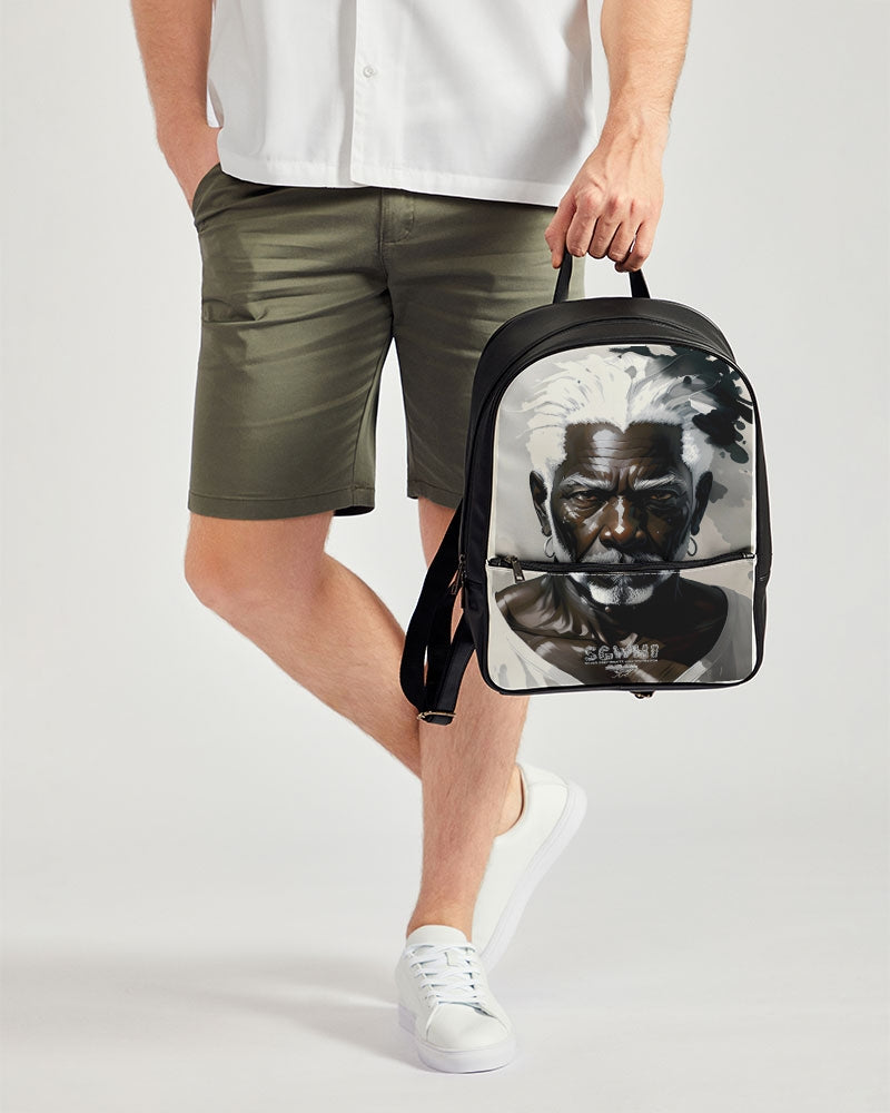 Black silver grey brother Classic Faux Leather Backpack