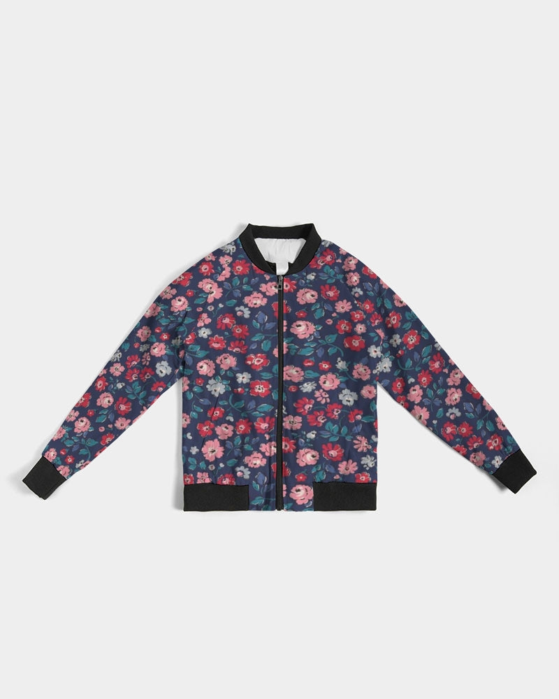 Midnight blue pretty glance. Women's All-Over Print Bomber Jacket