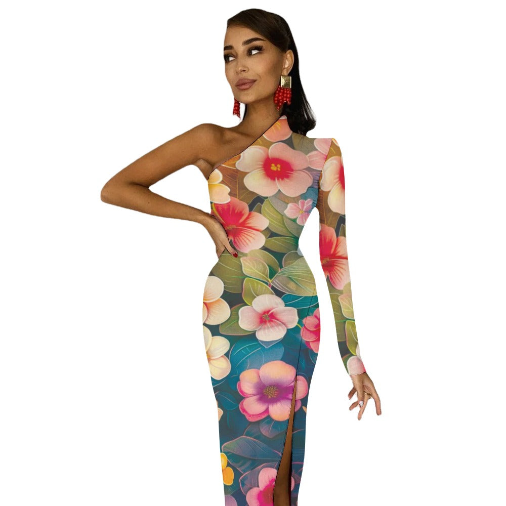 Half Sleeve Slit Dress