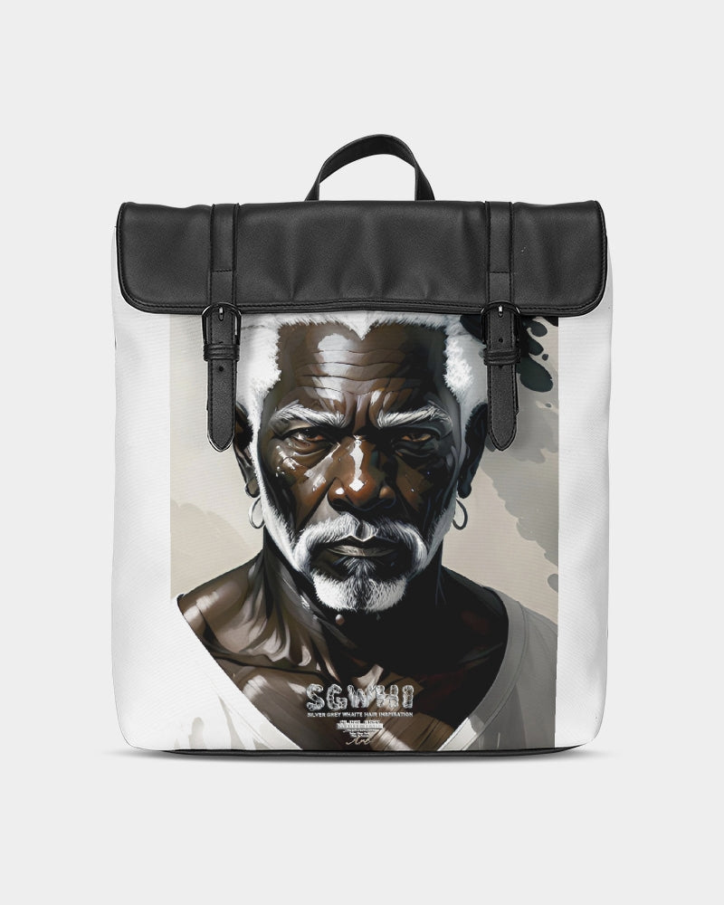Black silver grey brother Casual Flap Backpack