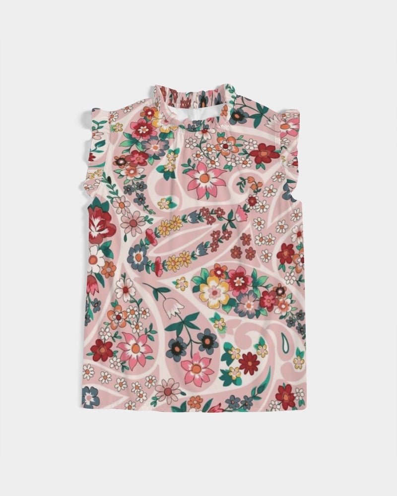 Pink abstract Pretty Sisters Women's All-Over Print Ruffle Sleeve Top