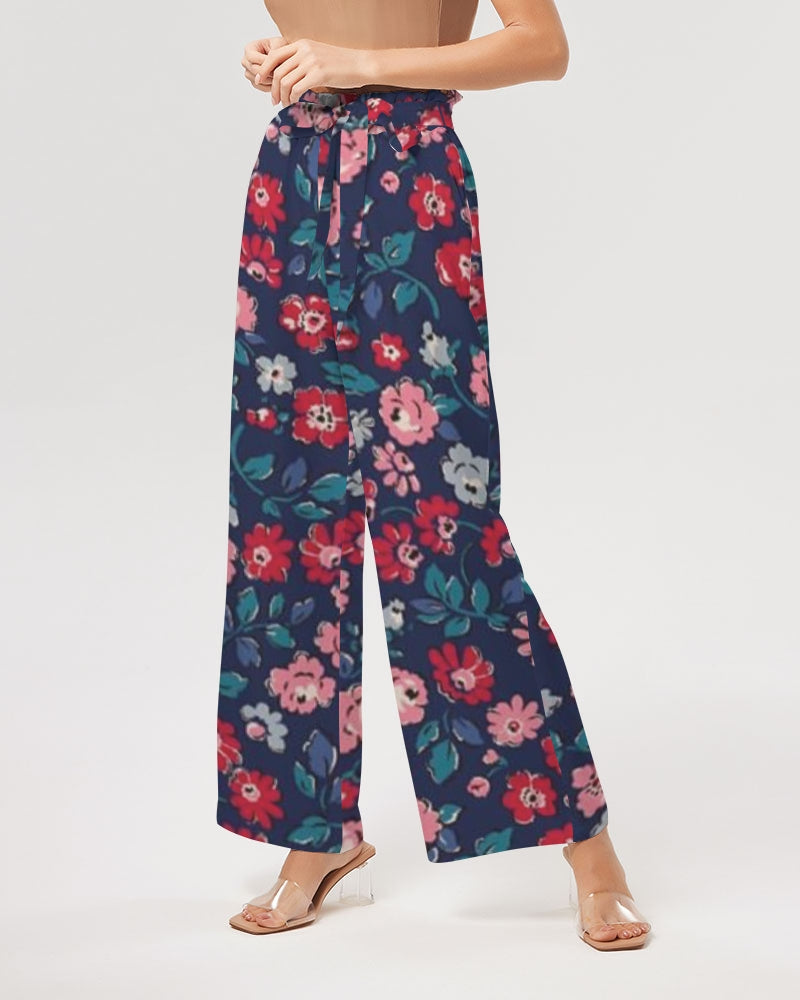 Midnight blue pretty glance. Women's All-Over Print High-Rise Wide Leg Pants