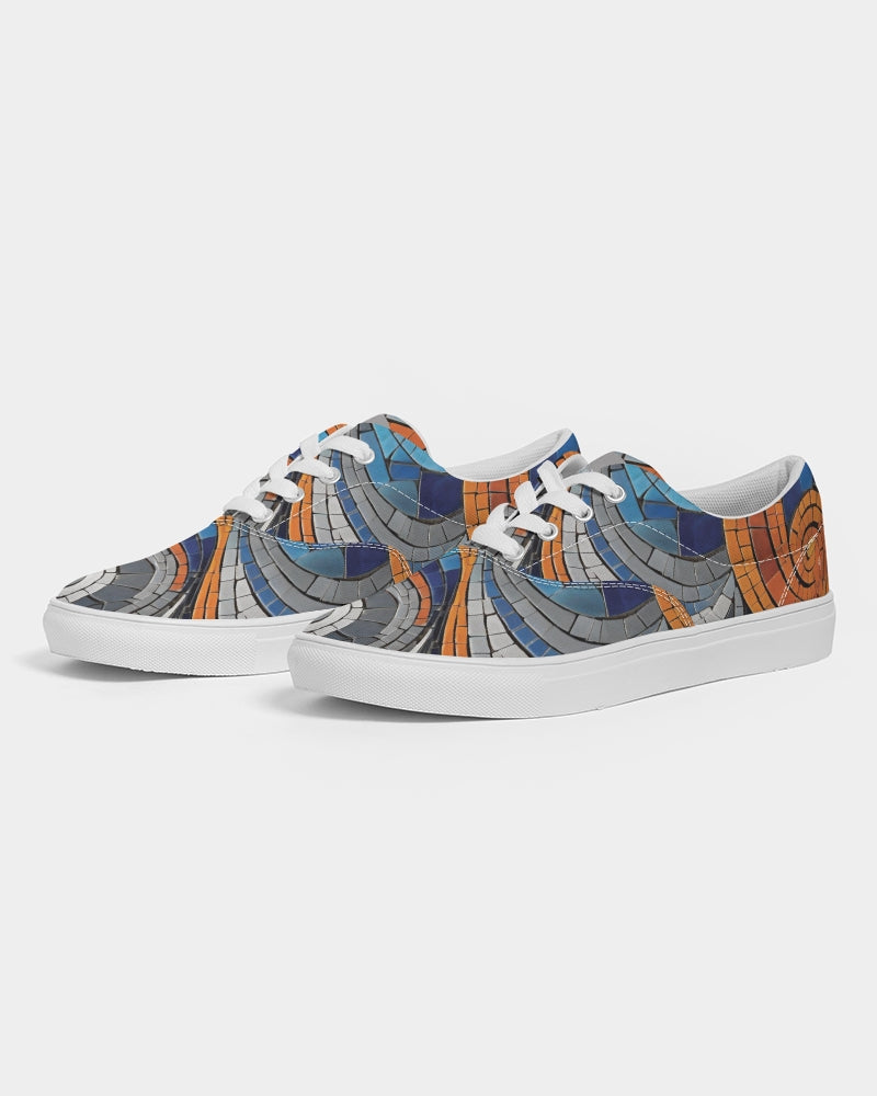 Beautiful Mosaic White Sister Women's Lace Up Canvas Shoe
