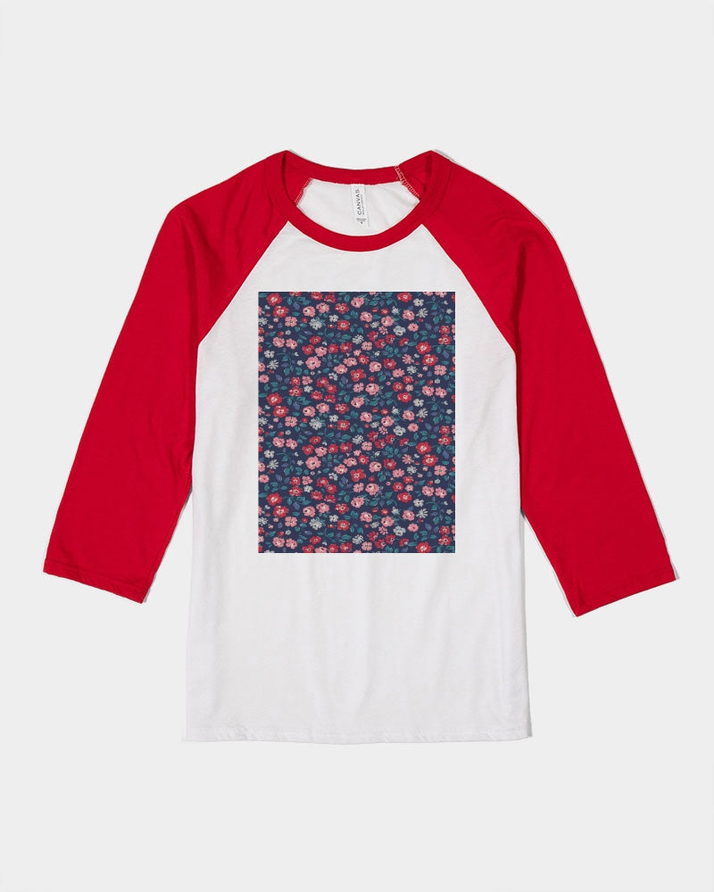 Midnight blue pretty glance. Unisex Three-Quarter Sleeve Baseball Tee | Bella + Canvas