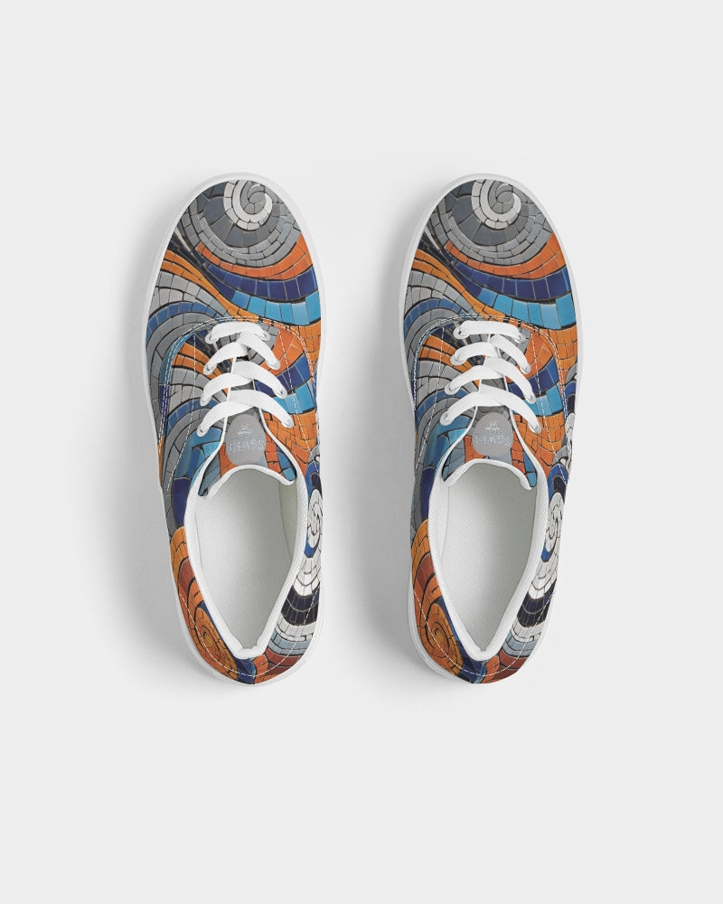 Beautiful Mosaic White Sister Women's Lace Up Canvas Shoe