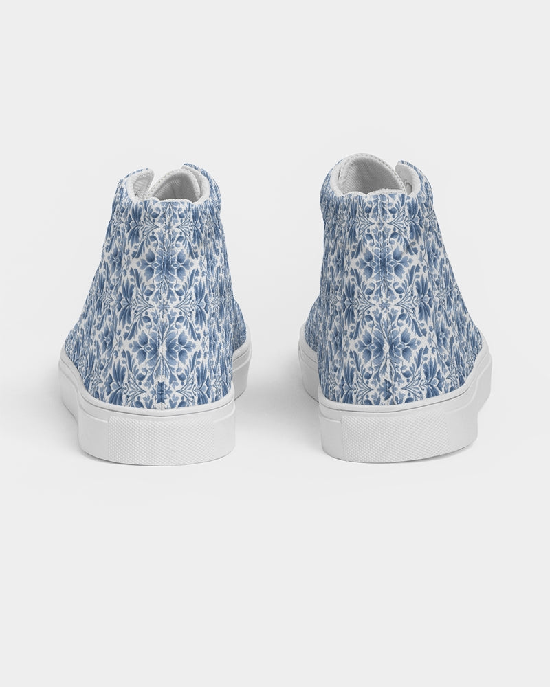 light blue Royal patten Men's Hightop Canvas Shoe