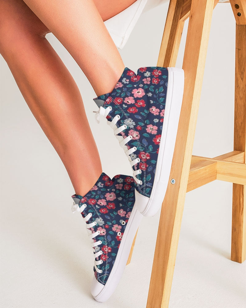 Midnight blue pretty glance. Women's Hightop Canvas Shoe