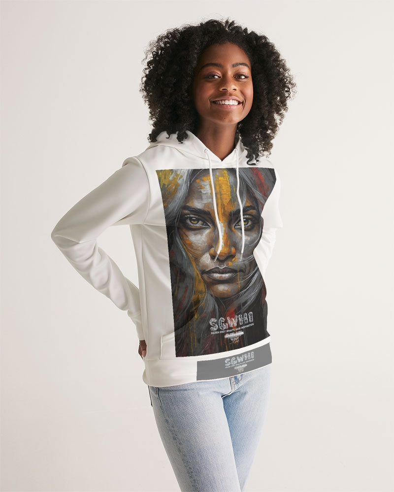 South Asian silver grey white hair sisters portrait Women's All-Over Print Hoodie