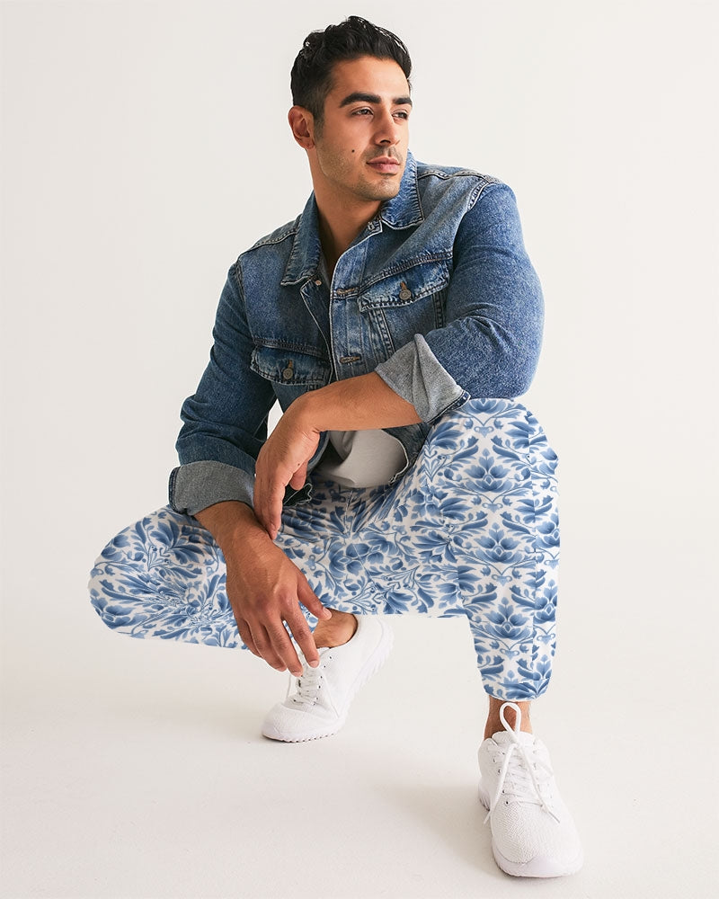 light blue Royal patten Men's All-Over Print Track Pants