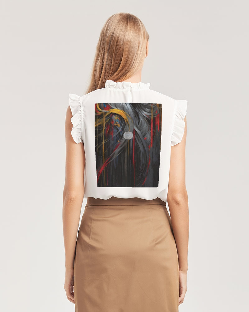 This is part three of a three part collection Women's All-Over Print Ruffle Sleeve Top