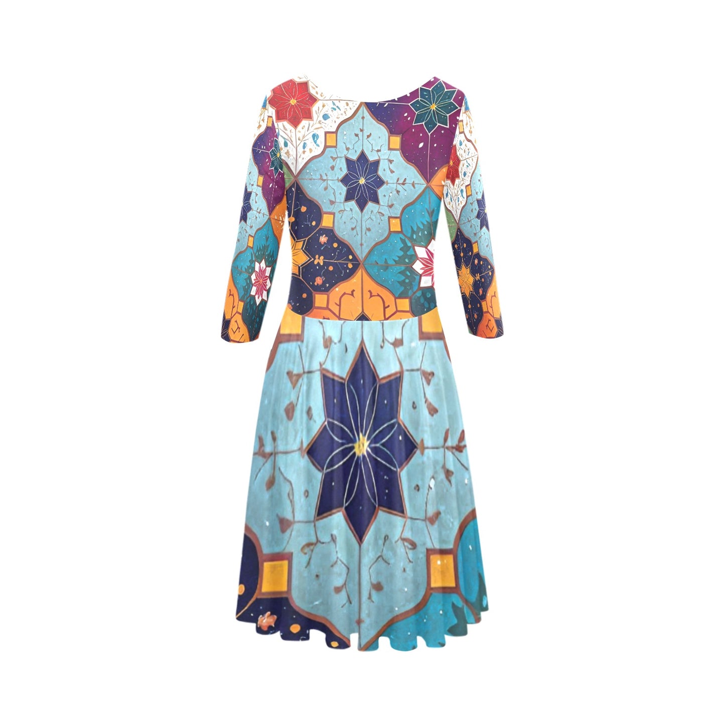 Women's Half-Sleeve Skater Dress(Model D20)