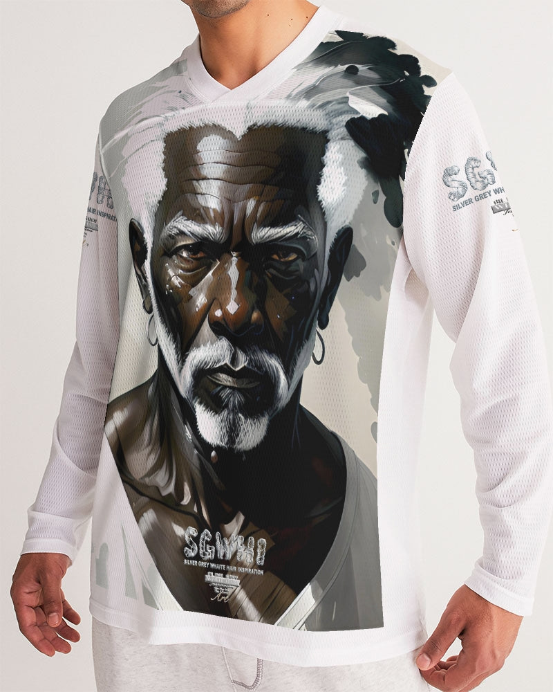 Black silver grey brother Men's All-Over Print Long Sleeve Sports Jersey