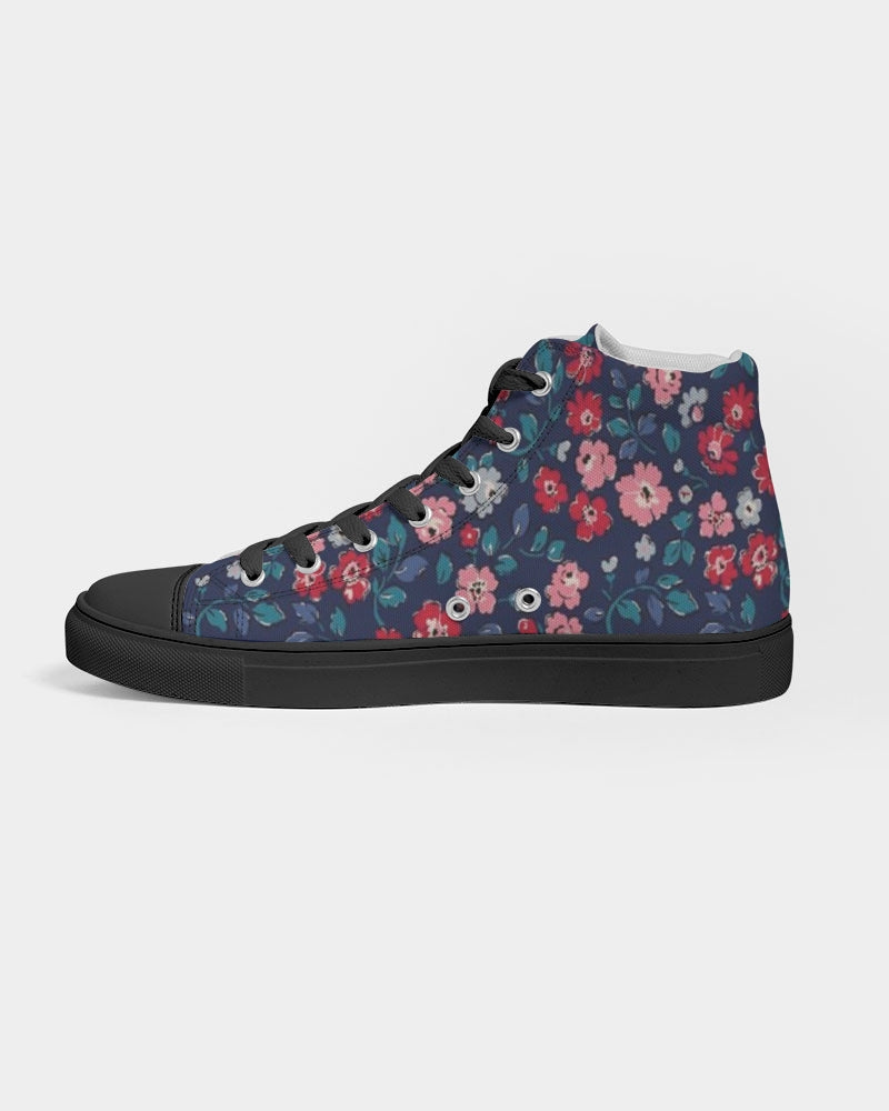 Midnight blue pretty glance. Women's Hightop Canvas Shoe - Black