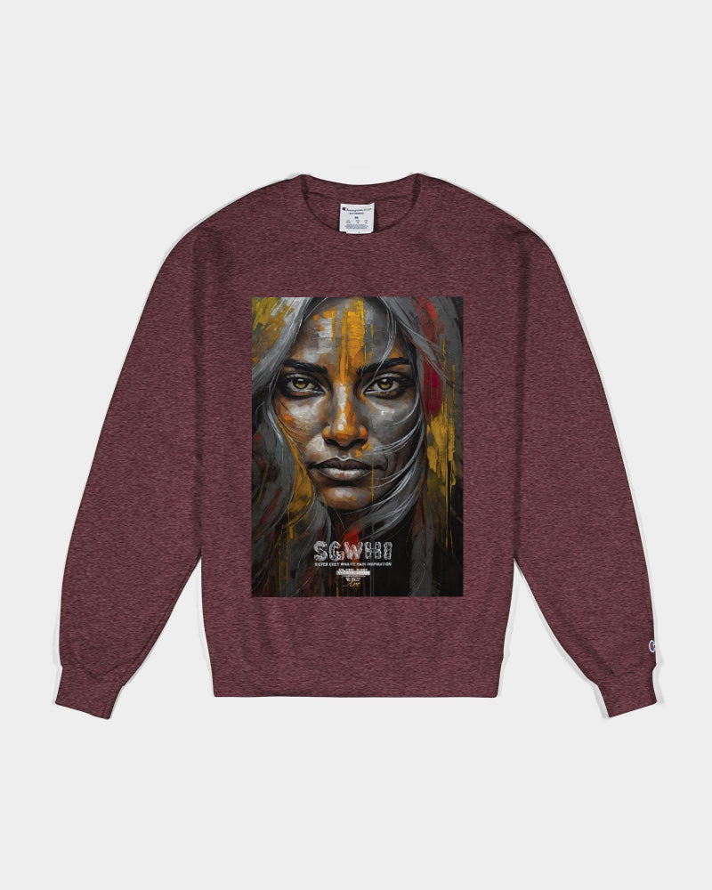 South Asian silver grey white hair sisters portrait Unisex Sweatshirt | Champion
