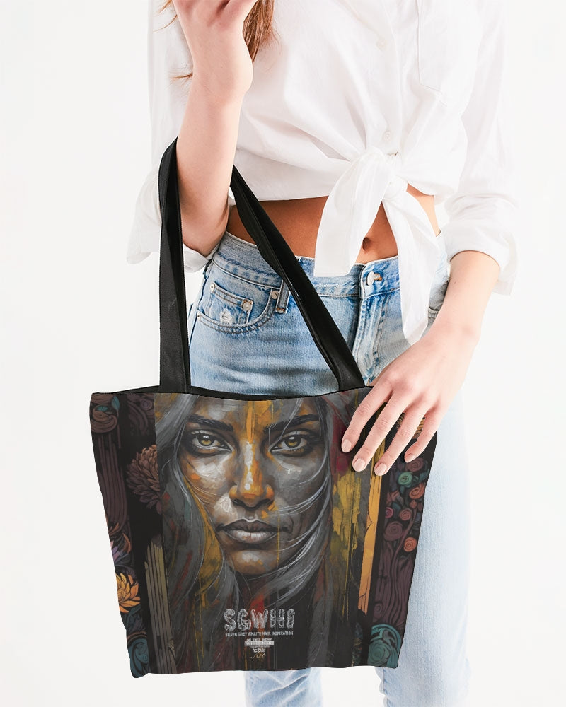 South Asian silver grey white hair sisters portrait Canvas Zip Tote