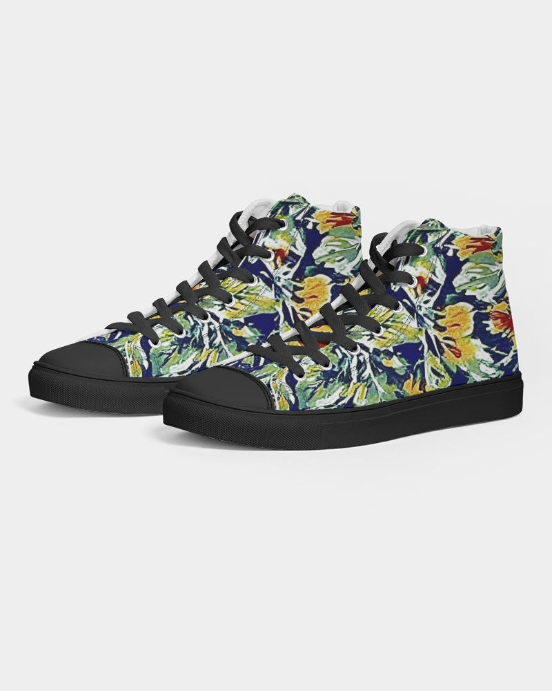 Painted floor design Women's Hightop Canvas Shoe - Black