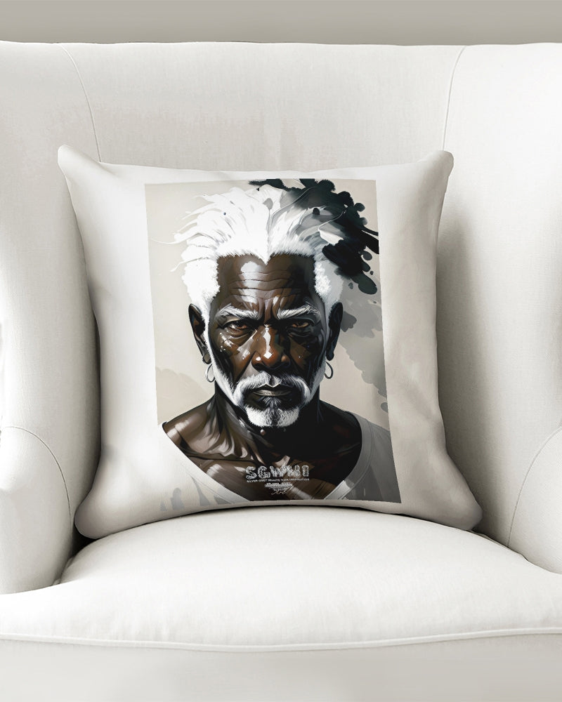 Black silver grey brother Throw Pillow Case 16"x16"