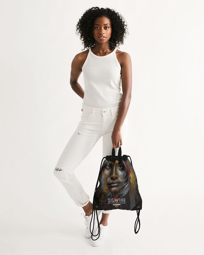 South Asian silver grey white hair sisters portrait Canvas Drawstring Bag