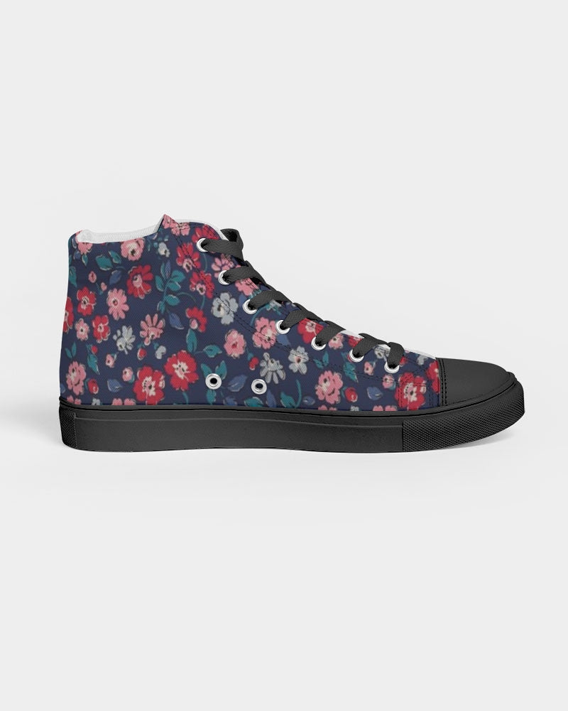 Midnight blue pretty glance. Women's Hightop Canvas Shoe - Black