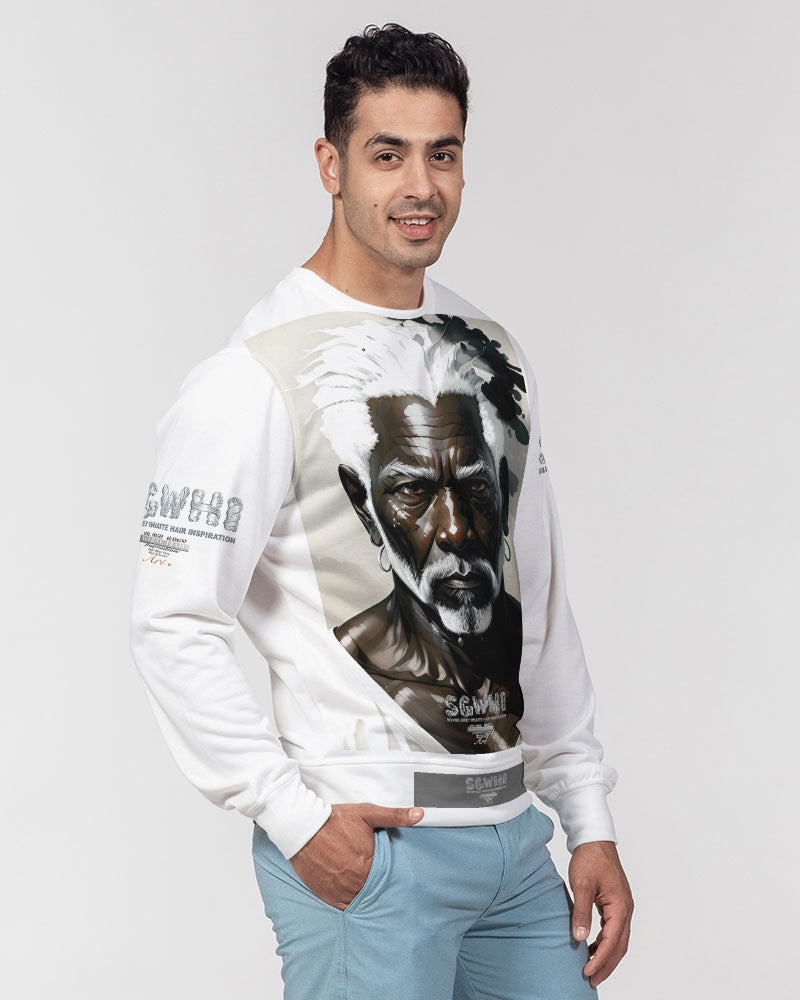 Black silver grey brother Men's All-Over Print Classic French Terry Crewneck Pullover