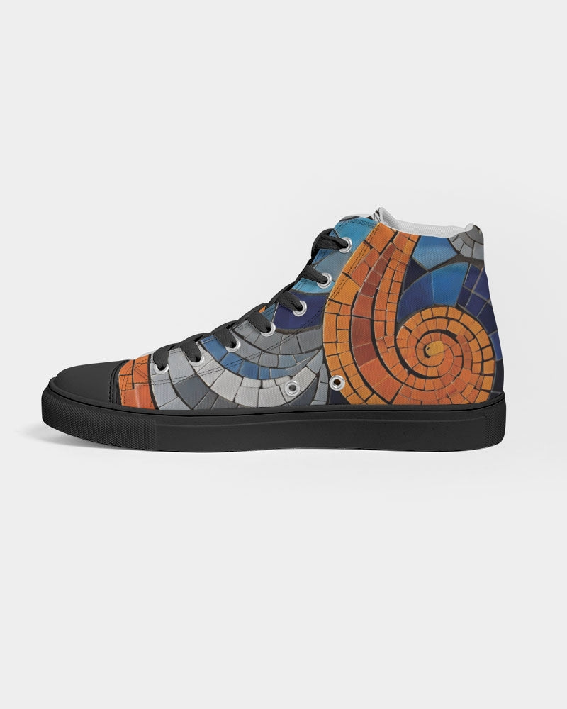 Beautiful Mosaic White Sister Women's Hightop Canvas Shoe - Black