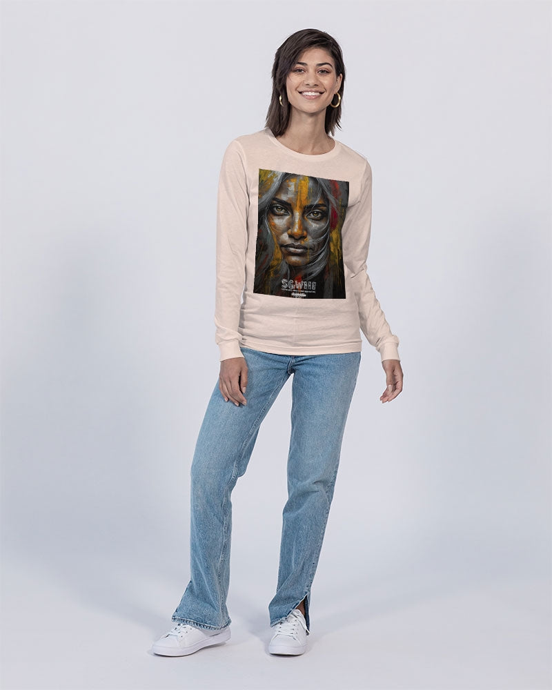 South Asian silver grey white hair sisters portrait Unisex Long Sleeve Tee | Lane Seven