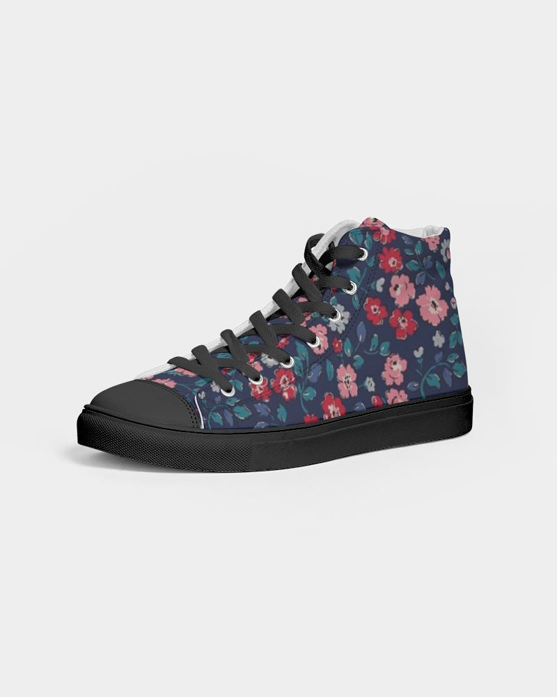 Midnight blue pretty glance. Women's Hightop Canvas Shoe - Black