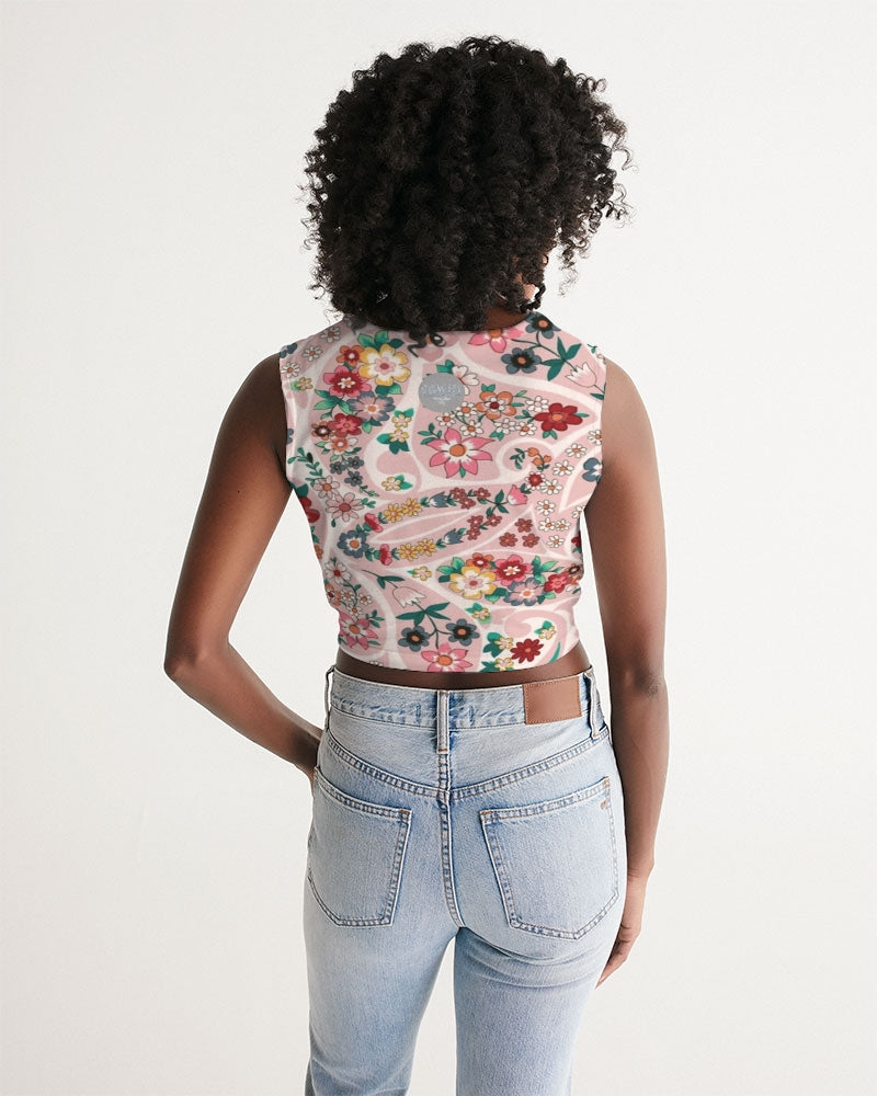 Pink abstract Pretty Sisters Women's All-Over Print Twist-Front Tank