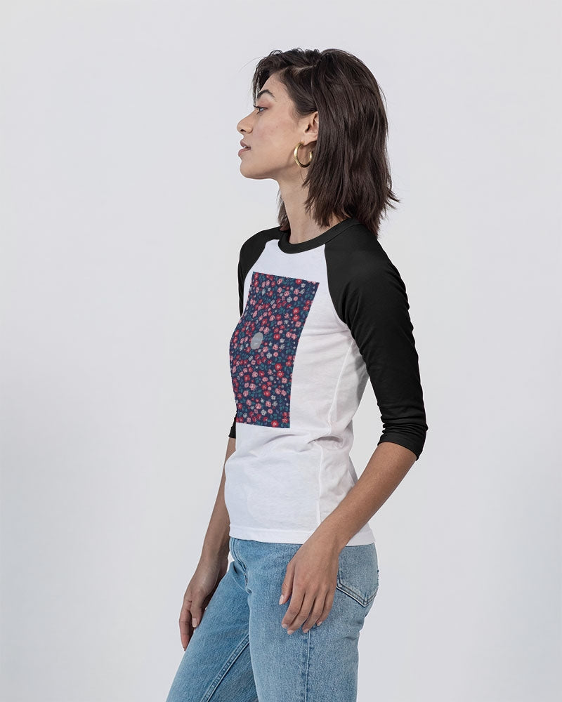 Midnight blue pretty glance. Unisex Three-Quarter Sleeve Baseball Tee | Bella + Canvas