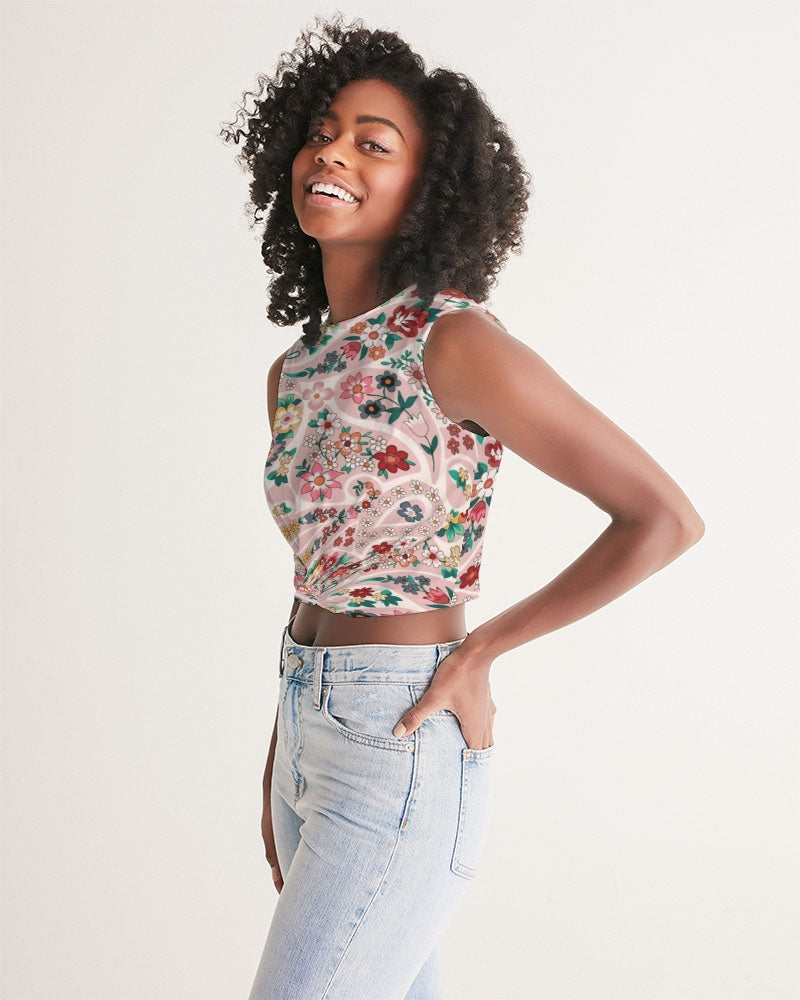 Pink abstract Pretty Sisters Women's All-Over Print Twist-Front Tank