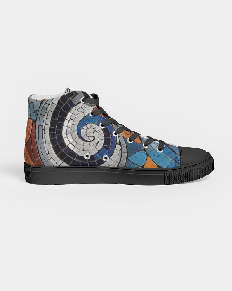 Beautiful Mosaic White Sister Women's Hightop Canvas Shoe - Black