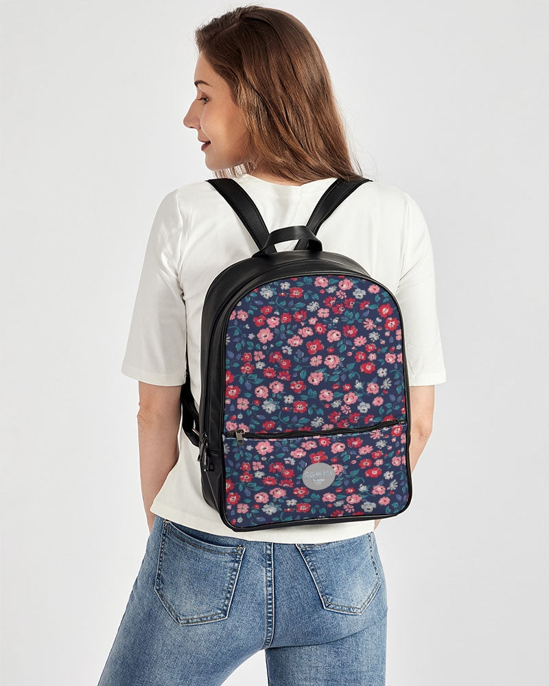 Midnight blue pretty glance. Classic Faux Leather Backpack