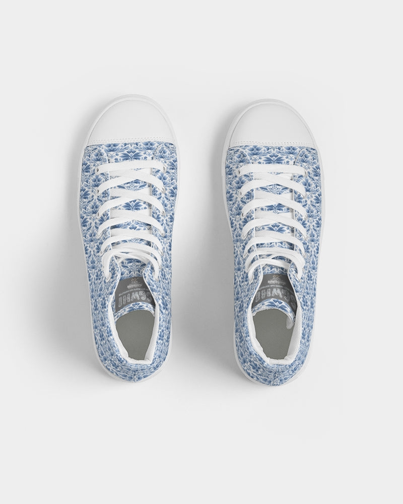 light blue Royal patten Men's Hightop Canvas Shoe