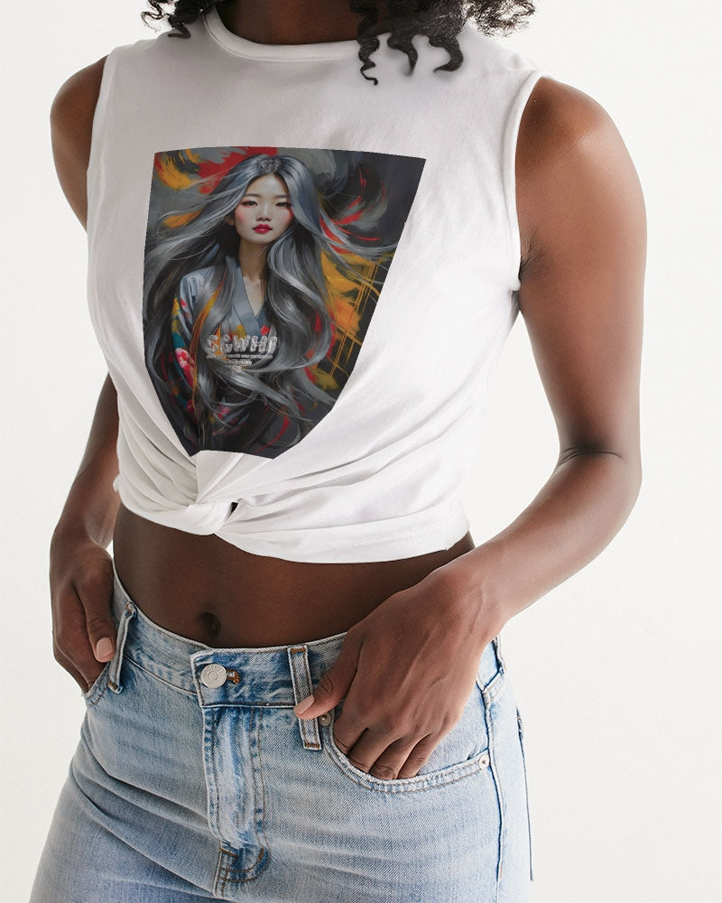 This is part three of a three part collection Women's All-Over Print Twist-Front Tank