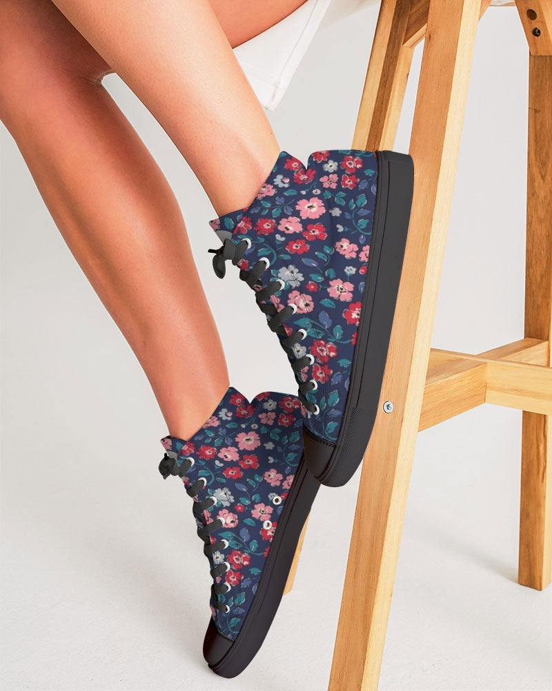 Midnight blue pretty glance. Women's Hightop Canvas Shoe - Black