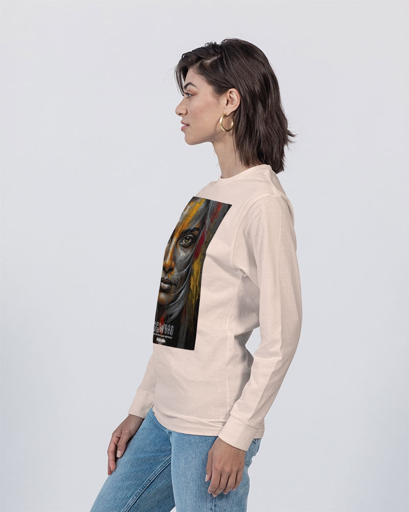 South Asian silver grey white hair sisters portrait Unisex Long Sleeve Tee | Lane Seven
