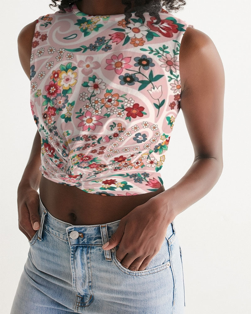 Pink abstract Pretty Sisters Women's All-Over Print Twist-Front Tank