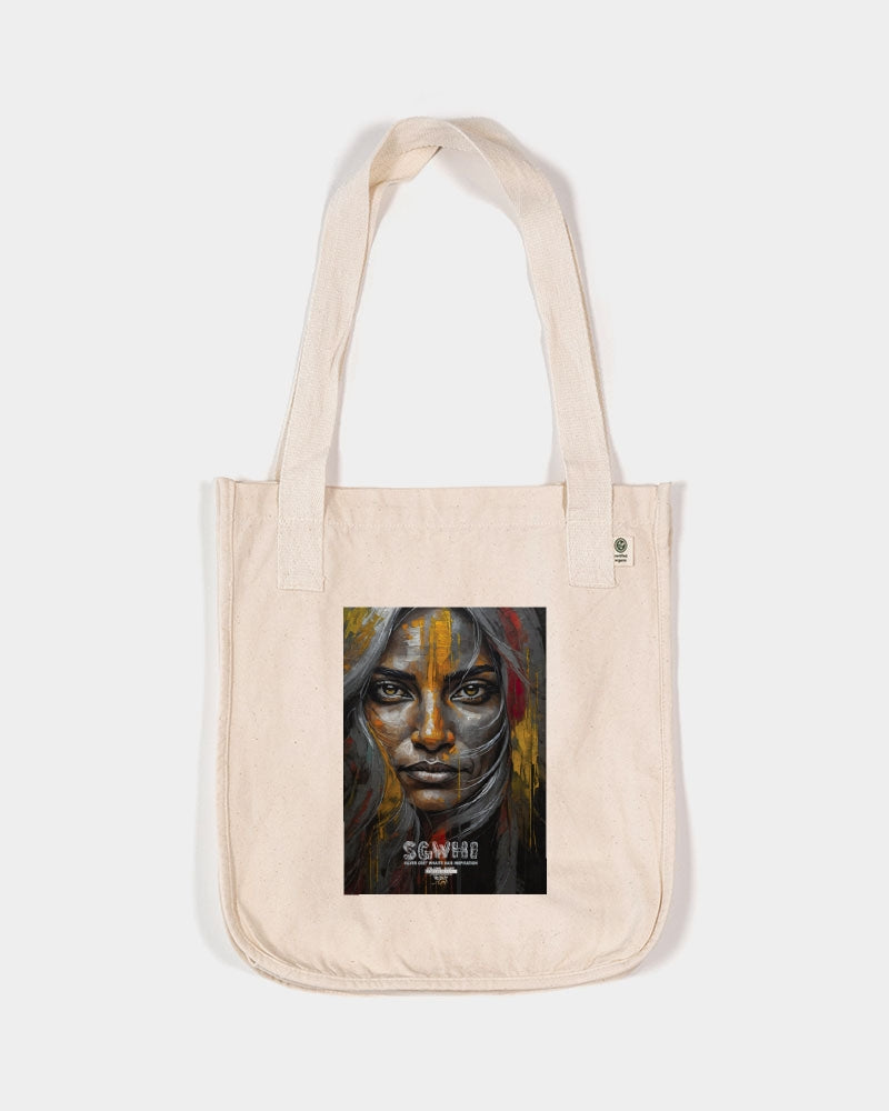 South Asian silver grey white hair sisters portrait Organic Cotton Canvas Market Tote | Econscious