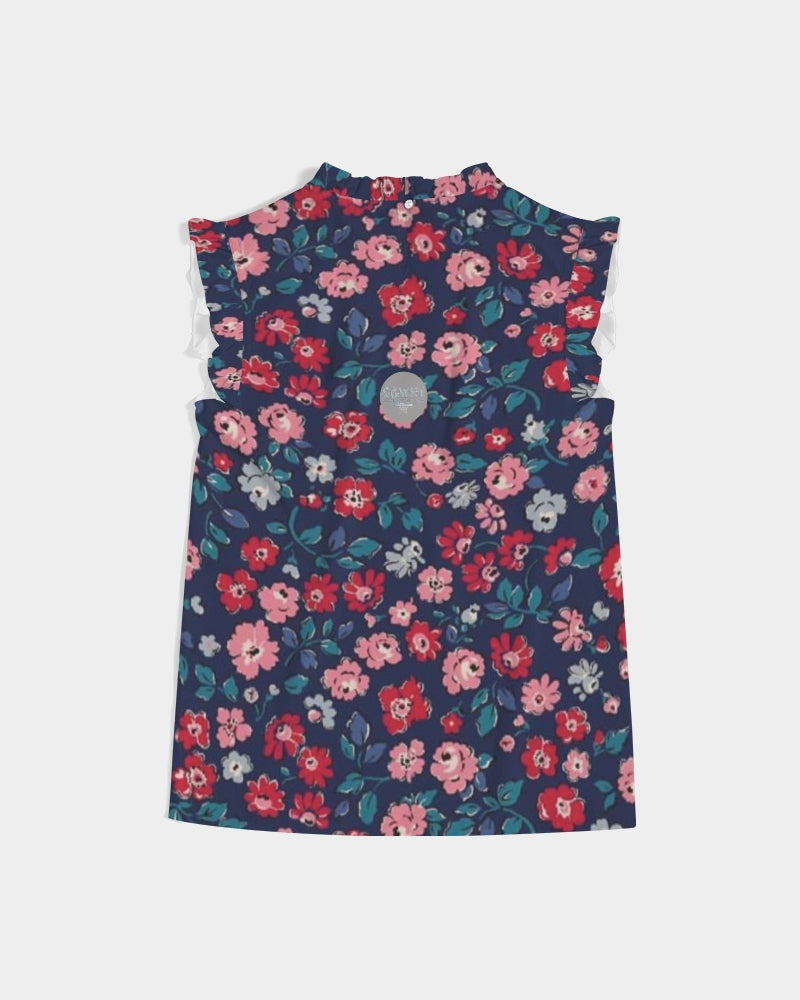 Midnight blue pretty glance. Women's All-Over Print Ruffle Sleeve Top