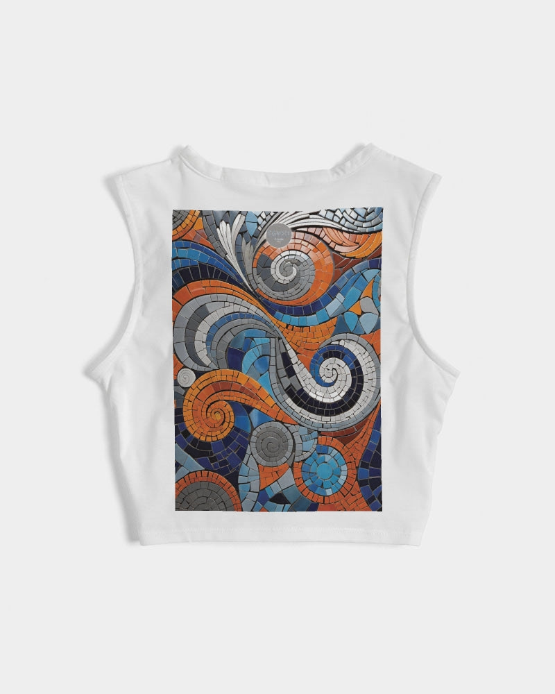 Beautiful Mosaic White Sister Women's All-Over Print Twist-Front Tank