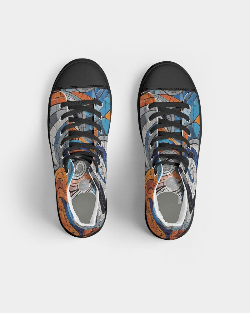 Beautiful Mosaic White Sister Women's Hightop Canvas Shoe - Black
