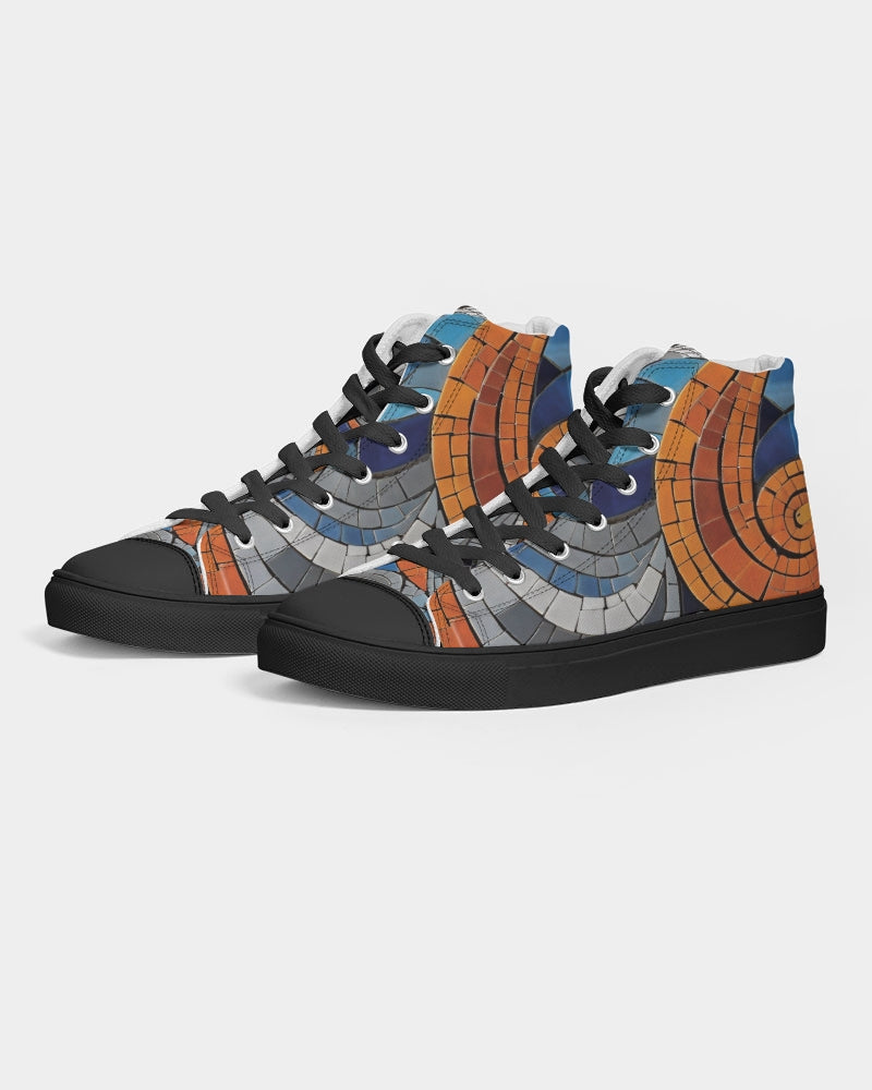 Beautiful Mosaic White Sister Women's Hightop Canvas Shoe - Black
