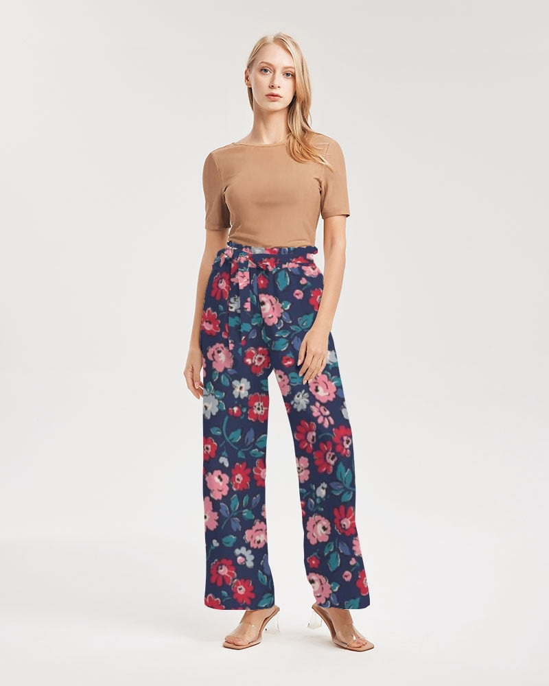 Midnight blue pretty glance. Women's All-Over Print High-Rise Wide Leg Pants