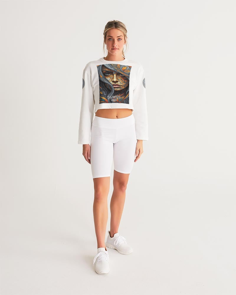 Beautiful Mosaic White Sister Women's All-Over Print Cropped Sweatshirt