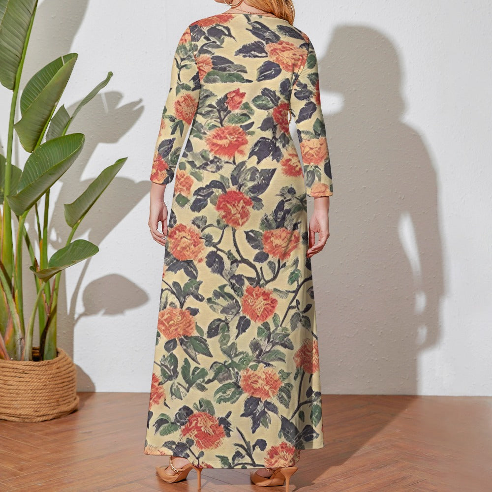 Plus Size Loose Crew Neck Long Sleeve Dress